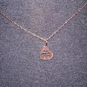 Heart Shaped Charm with Paw Print Necklace  NWT Boutique